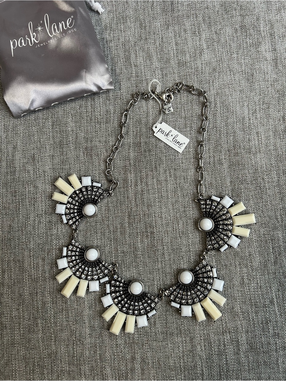 Park Lane Cream and White Fan-Accent Statement Necklace